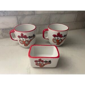 The Chicken Bowl Set, 2 Mugs‎ and Bowl Austin Texas